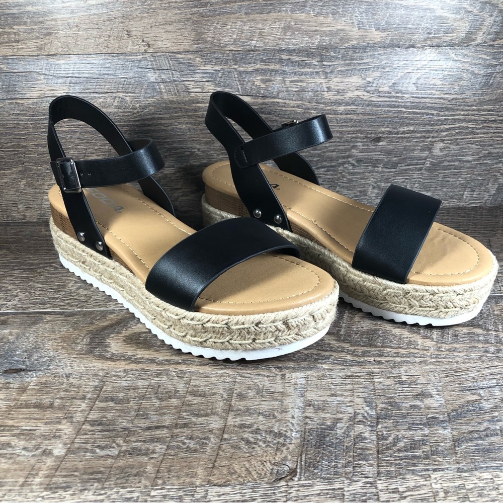 Open Toe Buckle Ankle Strap Espadrille (CLIP-S) - Picture 3 of 9
